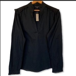 NEW J Crew Black V-Neck Popover Blouse Small